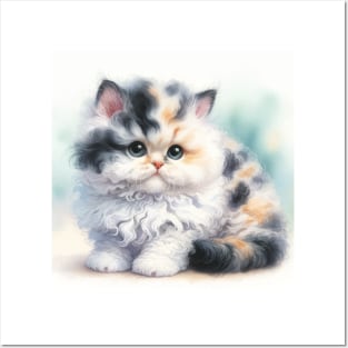 Selkirk Rex Watercolor Kitten - Cute Kitties Posters and Art